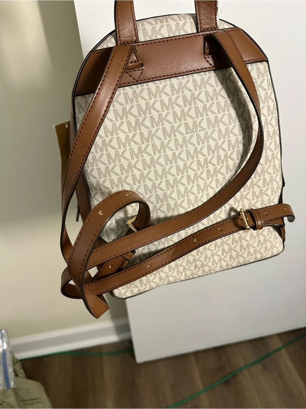 Michael Kors Vanilla & Tan Signature Mini Backpack